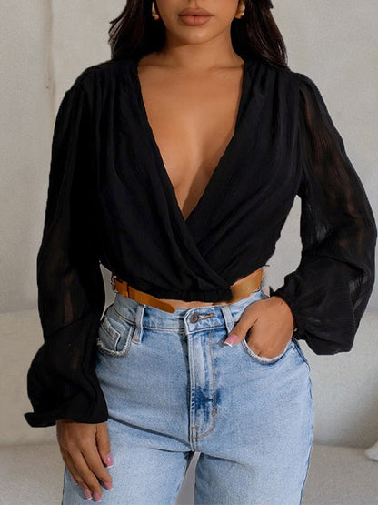 V-Neck Belted Top