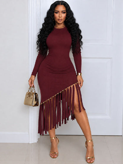 Fringe Combo Bodycon Dress