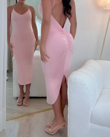 Low Backpack Bodycon Midi Dress（Flash Sale）