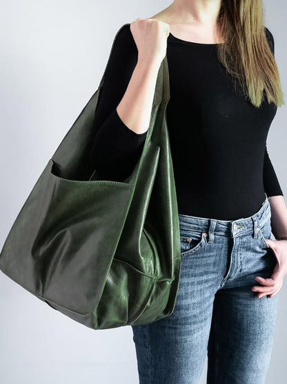 Large Capacity Leather Tote