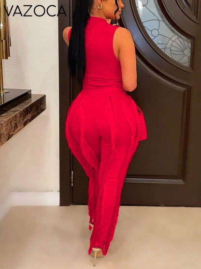 Tank Top Tassel Pants Set