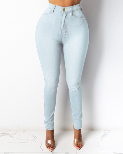 Women’s Jeans High Waist Slim Fit Trousers Beiges