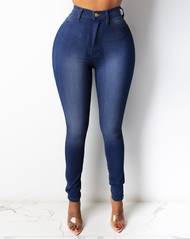 Women’s Jeans High Waist Slim Fit Trousers Blue