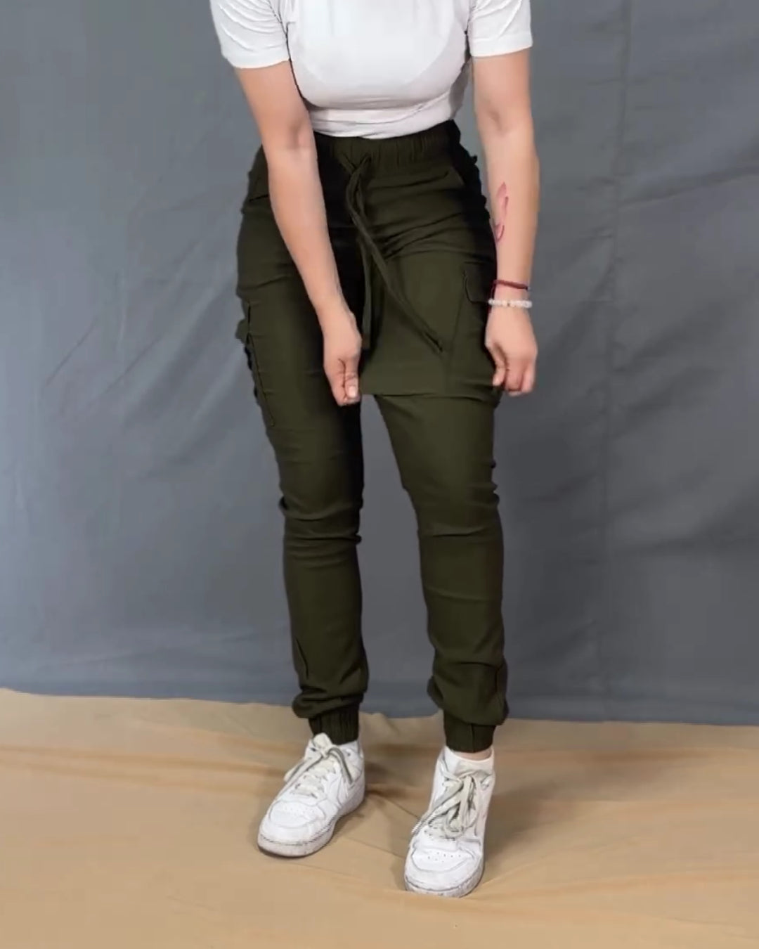 High Waist Skinny Cargo Pants With Pockets (Pre sale)