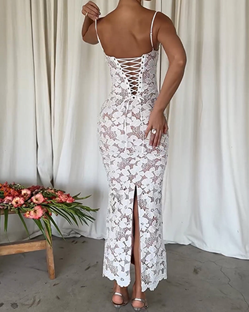 Lace-up Straps Backless Trumpet Mermaid Slim Long Dress (pre-sale)