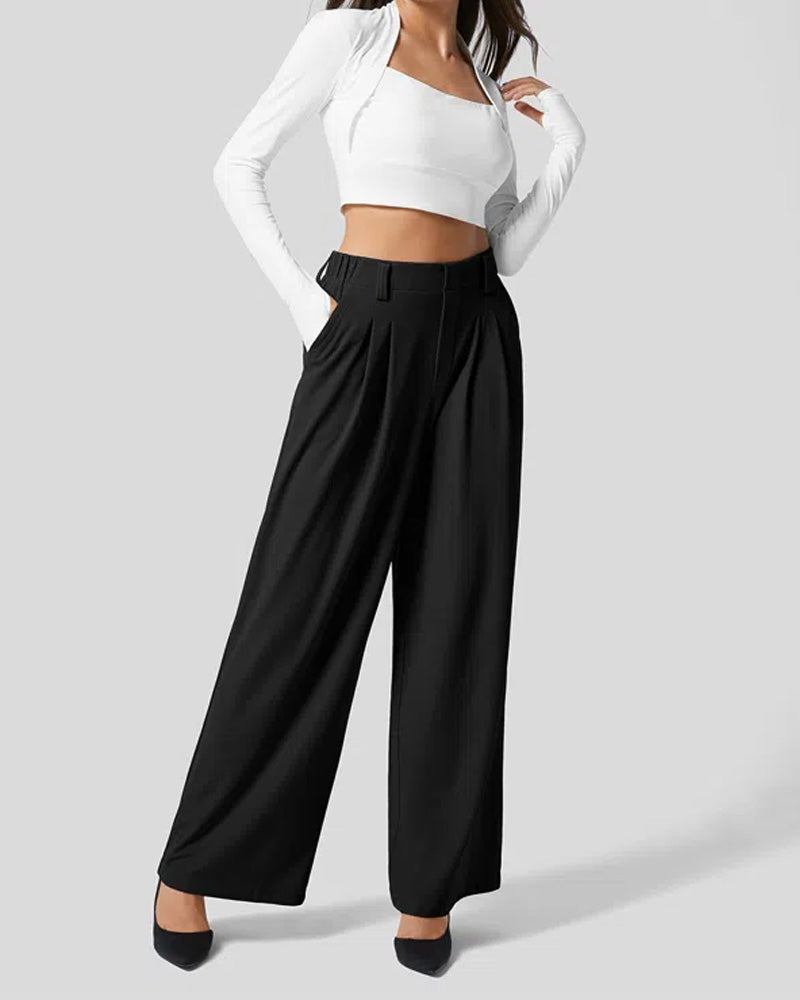 Waffle Wide Leg Casual Suit Pants（Pre-sale）