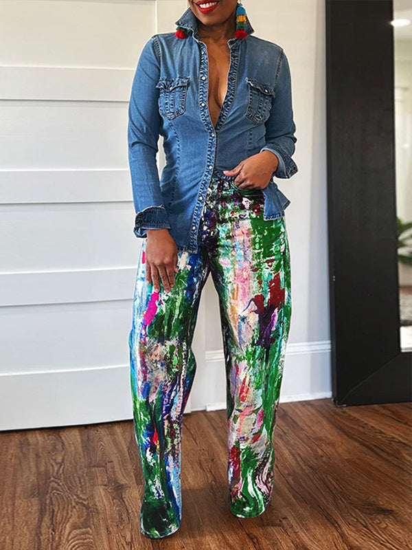 Printed Straight Pants