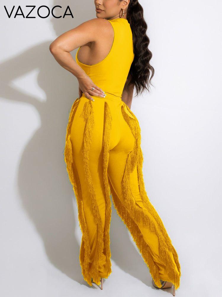 Tank Top Tassel Pants Set