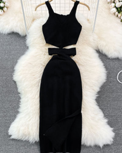 Waist Hollow Suspender Bodycon Dress