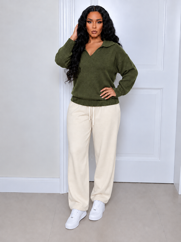 Solid Collar Sweater