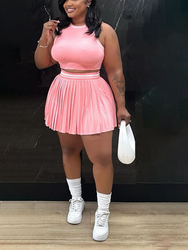 Crop Top & Pleated Tennis Skirt Set