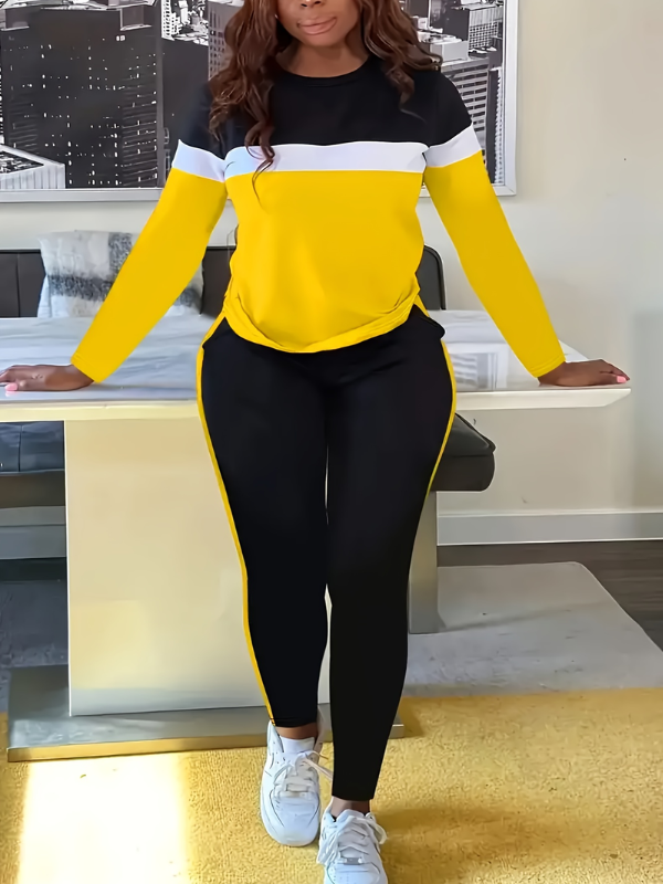 Colorblock Sweatshirt & Pants Set