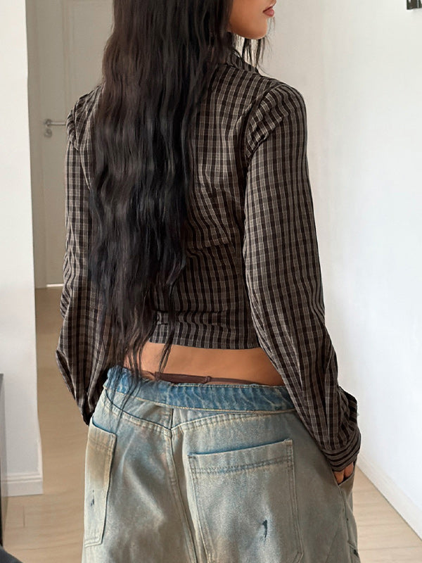 Plaid Waist Cinched Shirt
