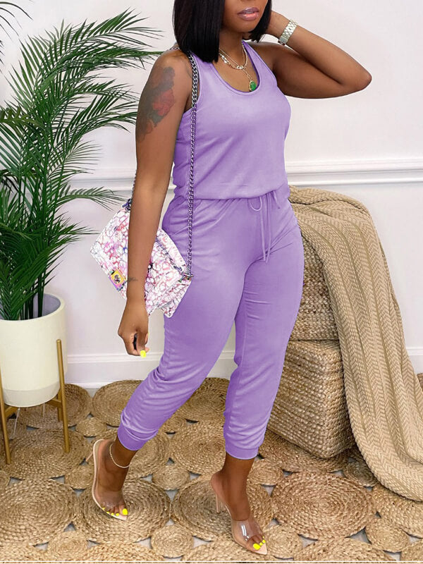 Sleeveless Drawstring Jumpsuit