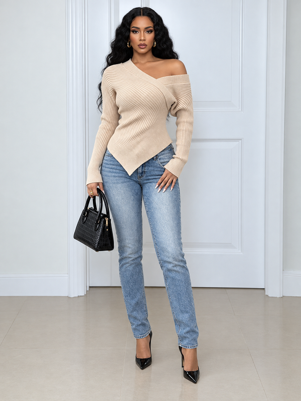 Solid Asymmetrical Sweater