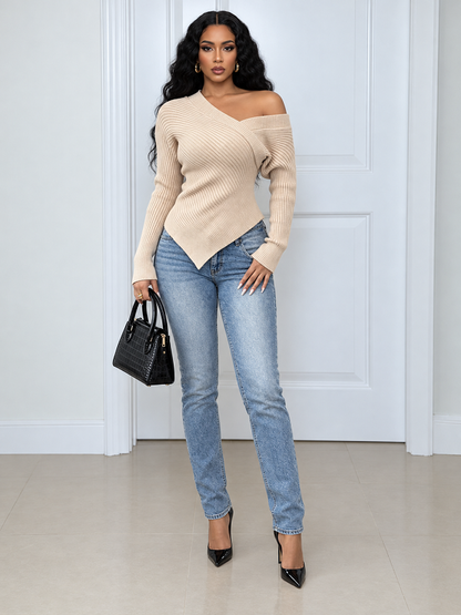 Solid Asymmetrical Sweater