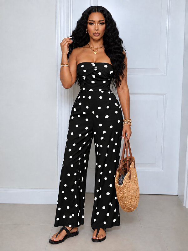 Polka Dot Strapless Jumpsuit