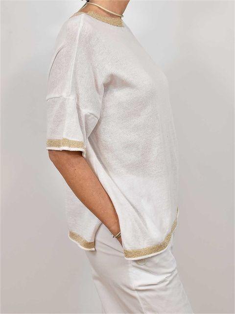 Casual Crew Neck Top White