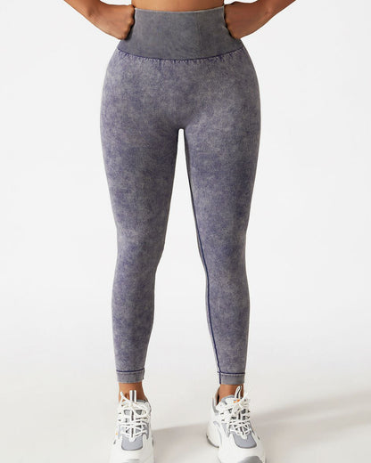 Acid Wash High Waist Sports Leggings