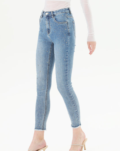 Loose Diamond Rhinestone Skinny Jeans (Pre-sale)