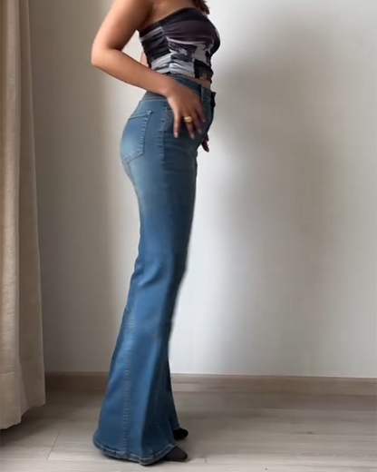 High Waist Slim Flared Jeans (Vorverkauf)