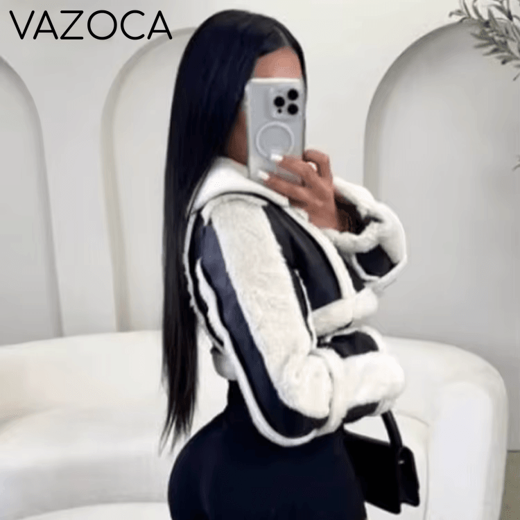 Contrast Edge Cropped Fur Jacket