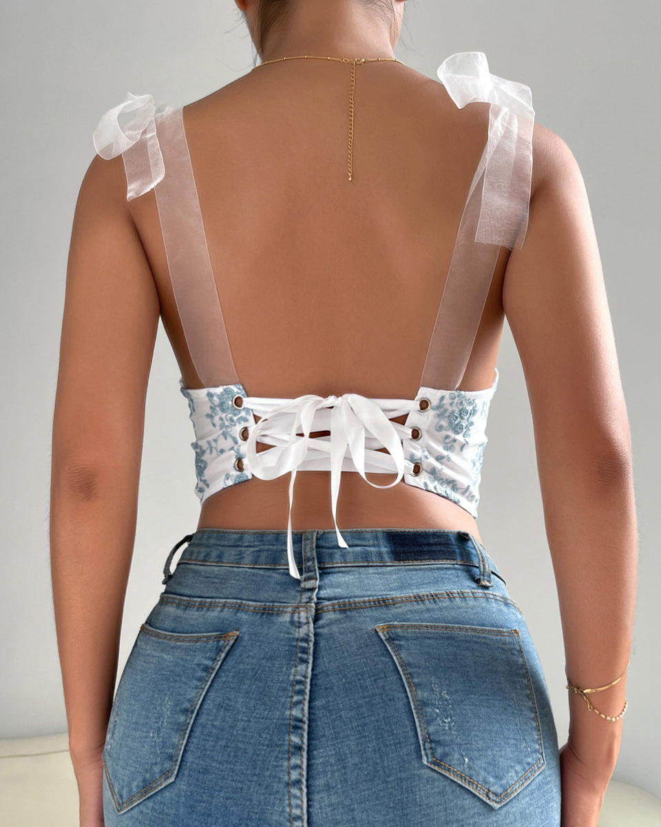 Backless Lace-up Underwired Fishbone Vest