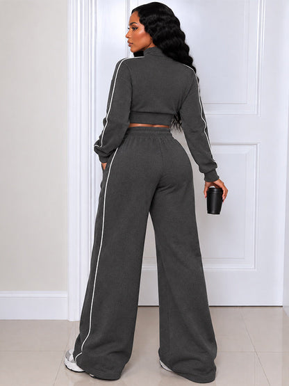 Side-Stripe Cutout Sweatshirt & Pants Set