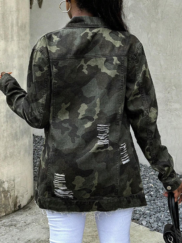 Camo Button-Front Jacket