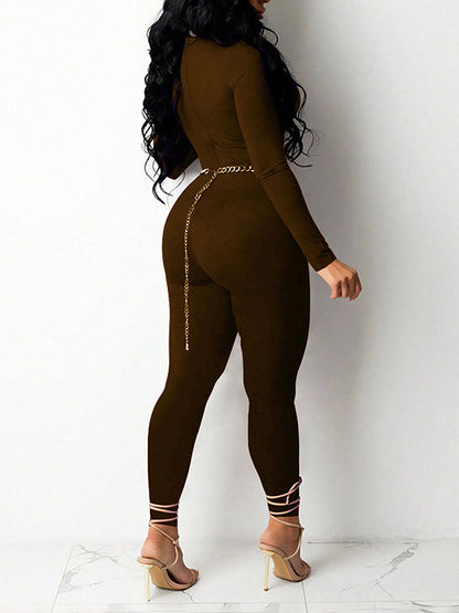 Solid Cross Cutout Jumpsuit