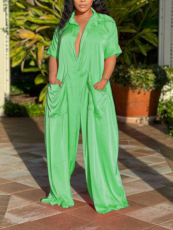 Plunge Wide-Leg Jumpsuit