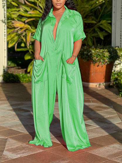 Plunge Wide-Leg Jumpsuit