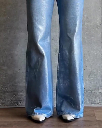 Brush Silver Metal Baggy Jeans