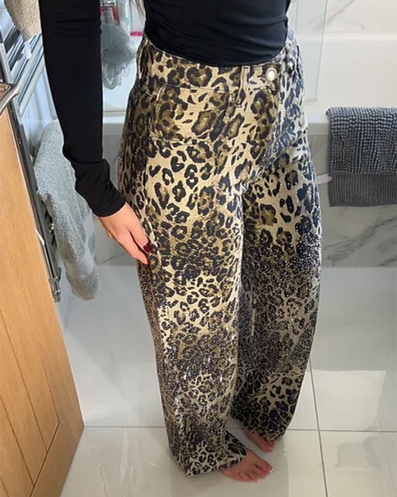 Diamond Leopard Print Casual Trousers (Pre-Sale)