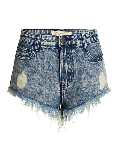 Studded Ripped Denim Shorts