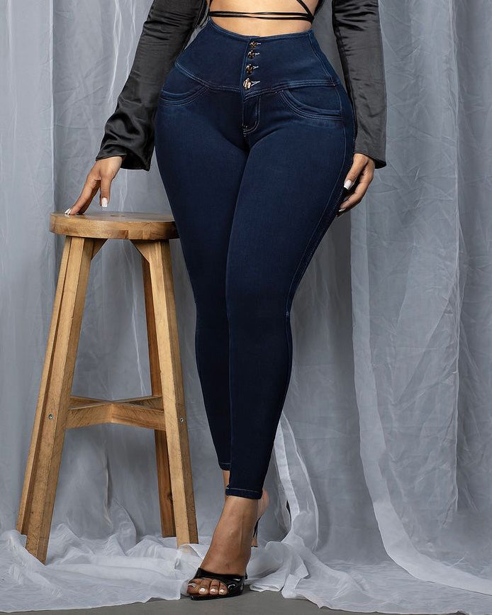 High Waist Stretch Slim Jeans(Pre sale)