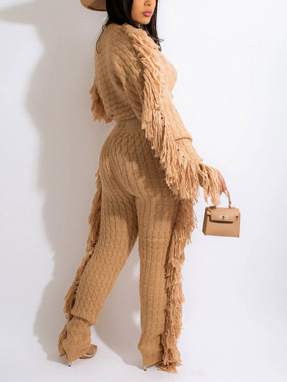 Knitted Tassel Outfit Set