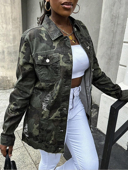 Camo Button-Front Jacket