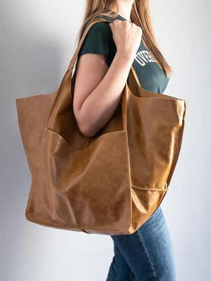 Large Capacity Leather Tote
