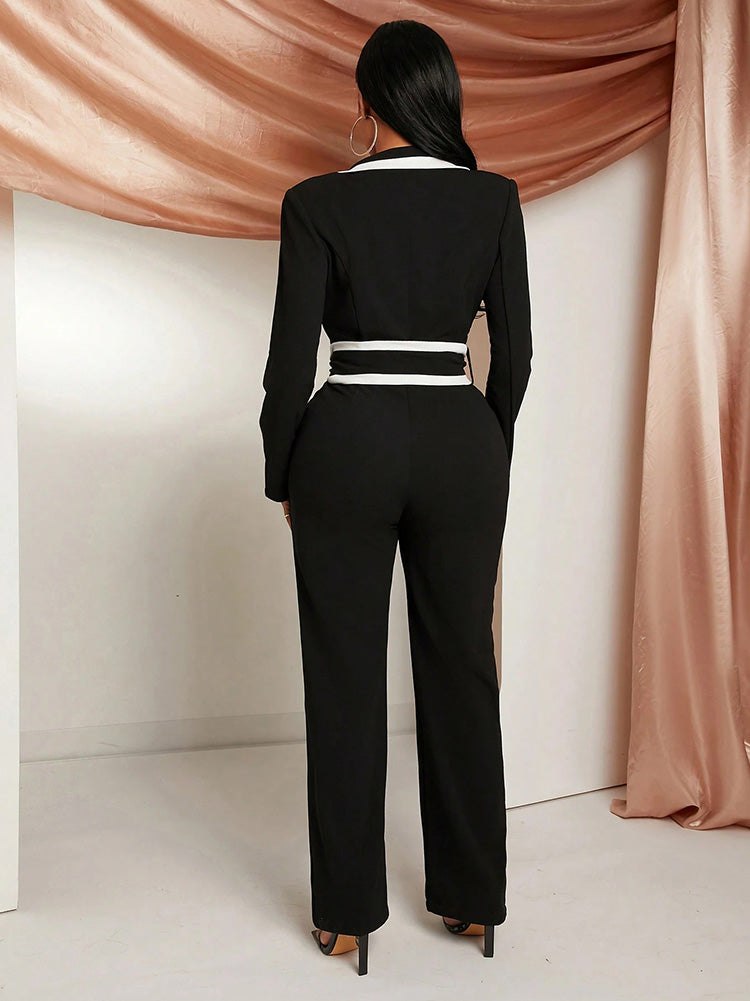 Contrast Wrap Jumpsuit