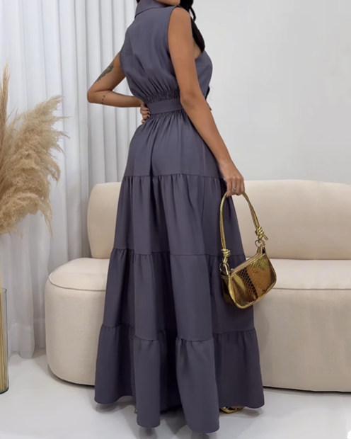 Polo Collar Buttoned Maxi Dress (Pre-sale)