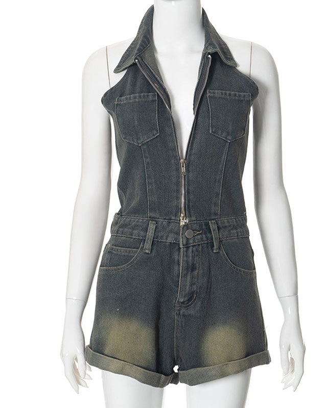 Denim Shorts 2-In-1 Jumpsuit