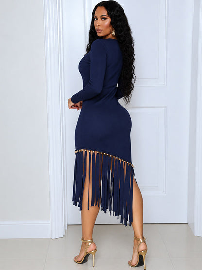 Fringe Combo Bodycon Dress