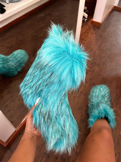 Fluffy Faux Fur Mid-Calf Booties