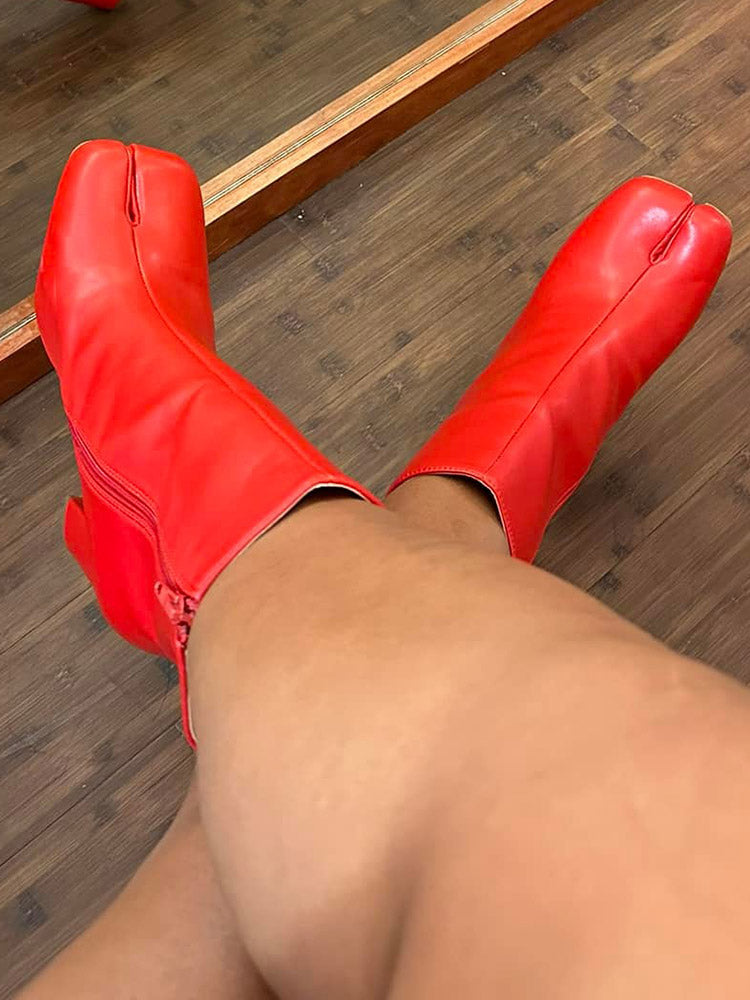 Split Toe Tabi Chunky Heel Boots