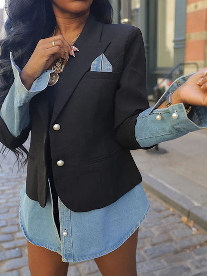 Denim Patchwork Blazer