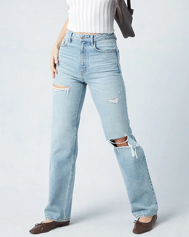 Slightly Stretchy Ripped Boyfriend Jeans (Pre-sale)