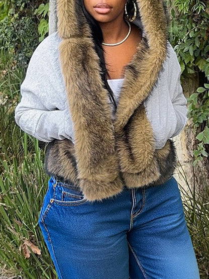 Faux-Fur Hoodie Jacket