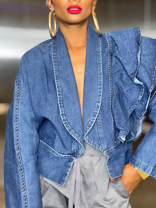 Ruffle Denim Jacket