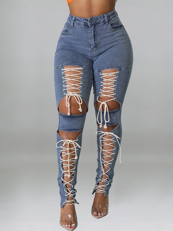 Lace Up Jeans
